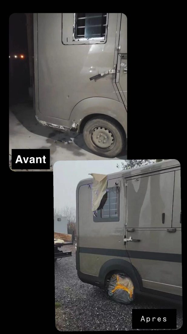Réparation de carrosserie d'un van chevaux